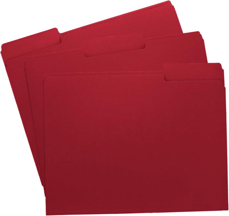 ACTIVITYYA Red File Folders, 1/3-Cut Tabs, Letter Size, 12-Pack – Durable Office Filing Folders for Documents, Papers, and Organization - Image 1